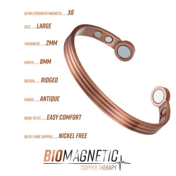 Banded Copper Therapy Bracelet L3 Copper Info