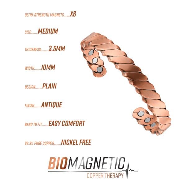 Twist Copper Therapy Bracelet M11 Copper Info