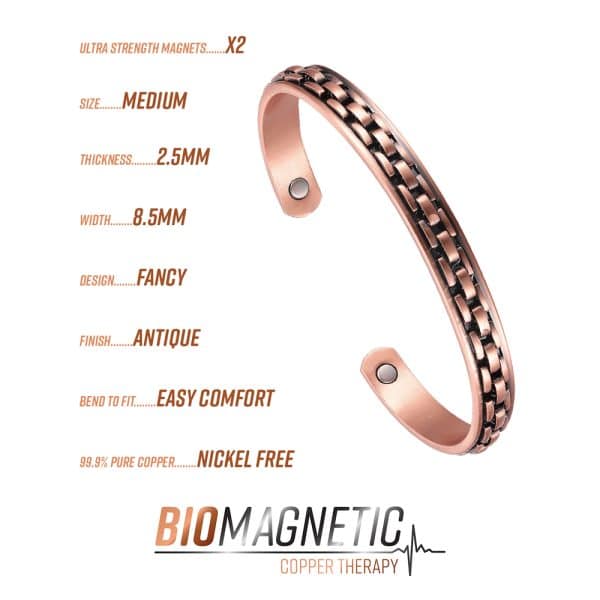 Chain Copper Therapy Bracelet M18 Copper Info