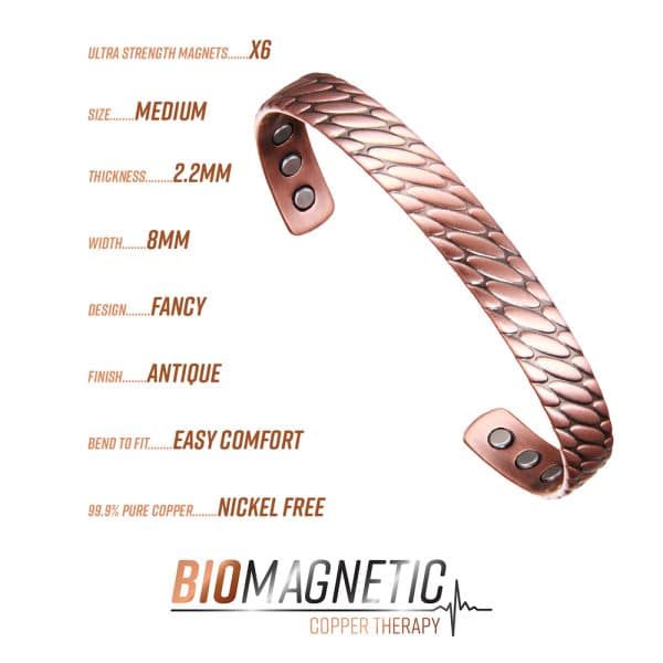 Scaled Copper Therapy Bracelet M19 Copper info graphic