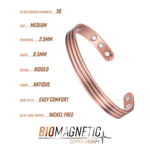 Banded Copper Therapy Bracelet M21 Copper Info