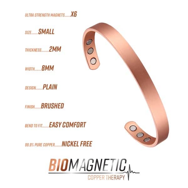Slim Copper Therapy Bracelet with 6 Neodymium Magnets - Magnetic therapy S4 Copper Info