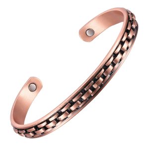 Brushed Copper Therapy Bracelet with 8 Neodymium Magnets - Magnetic therapy