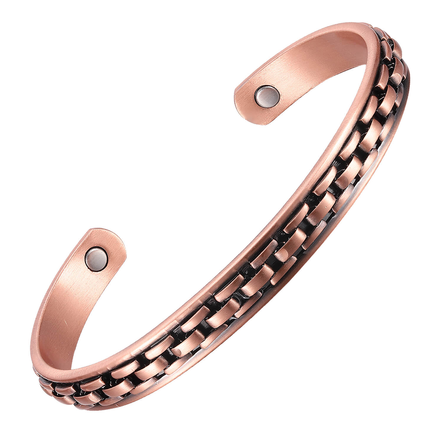 Brushed Copper Therapy Bracelet with 8 Neodymium Magnets - Magnetic therapy