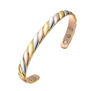 Twisted Copper Therapy Bracelet with 6 Neodymium Magnets - Magnetic therapy