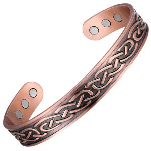 Platted Copper Therapy Bracelet with 6 Neodymium Magnets - Magnetic therapy
