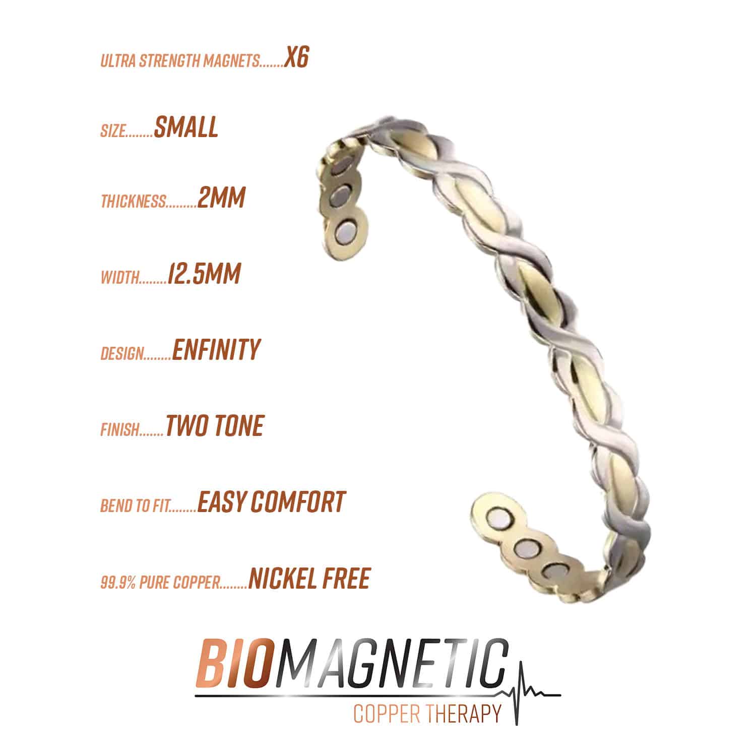 Patterned Magnetic Copper Therapy Bracelet for Pain Relief | Small Size - Image 2