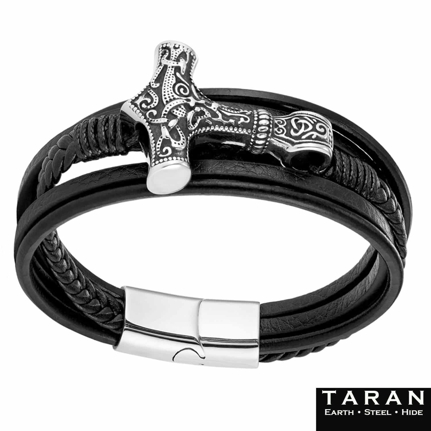 Men's viking leather bracelet thor's hammer - Image 2