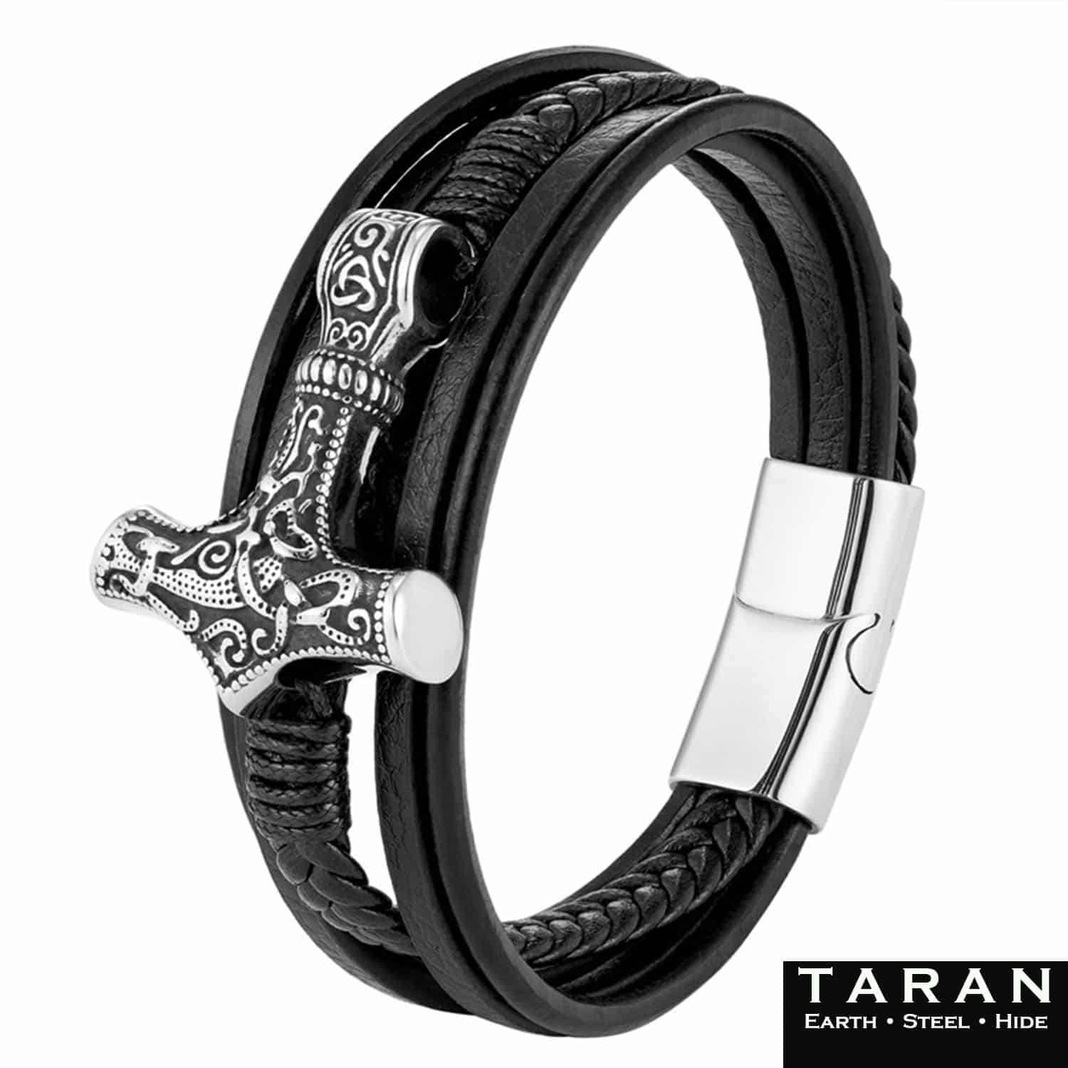 Men's viking leather bracelet thor's hammer - Image 3
