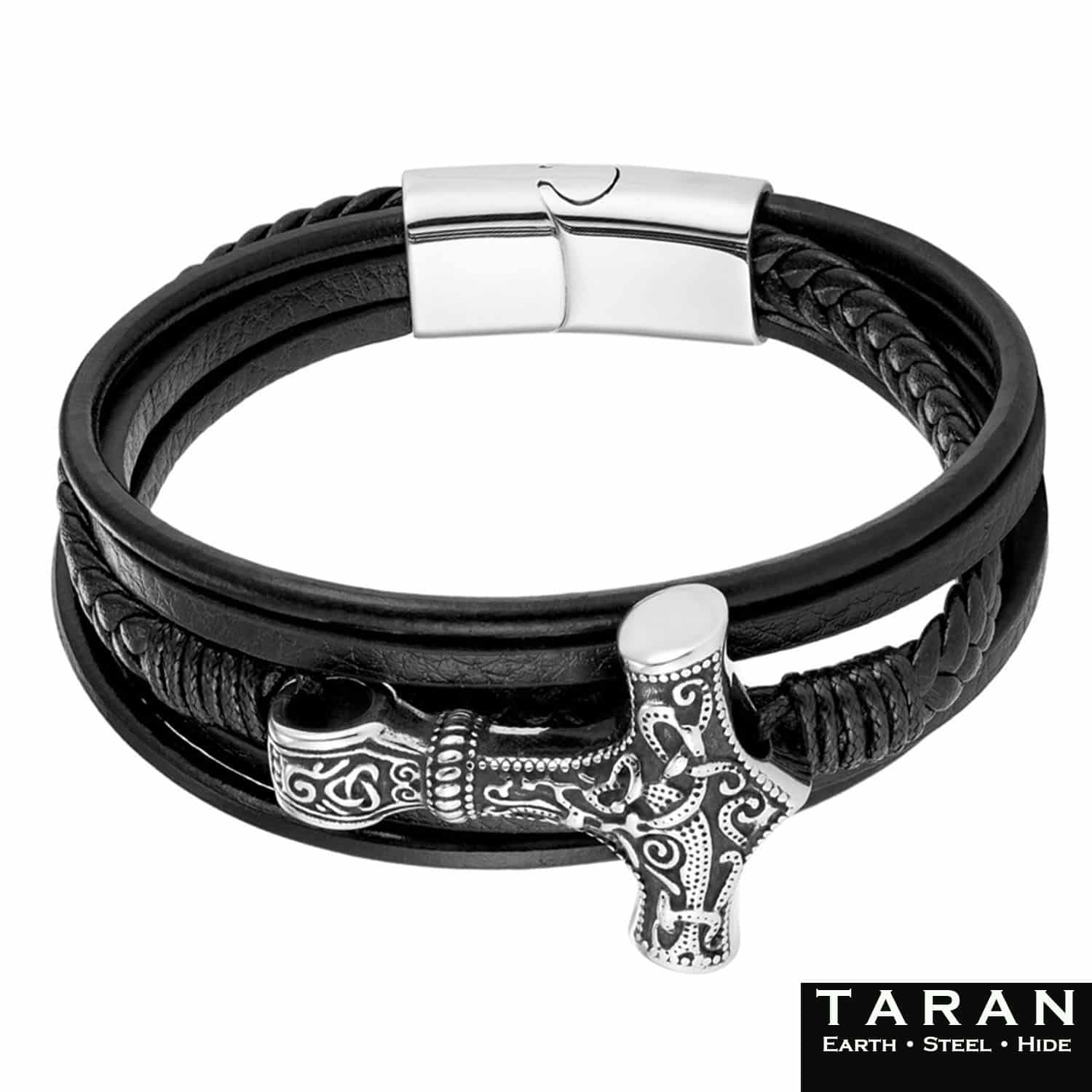 Men's viking leather bracelet thor's hammer - Image 4