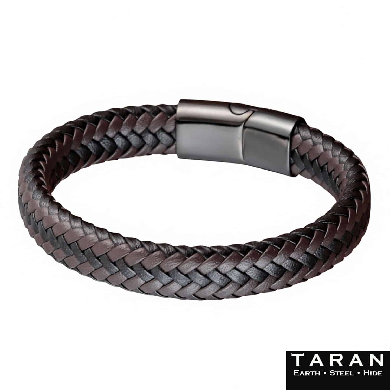 Men's Brown & Black Braided Leather Bracelet | Taran - Image 4