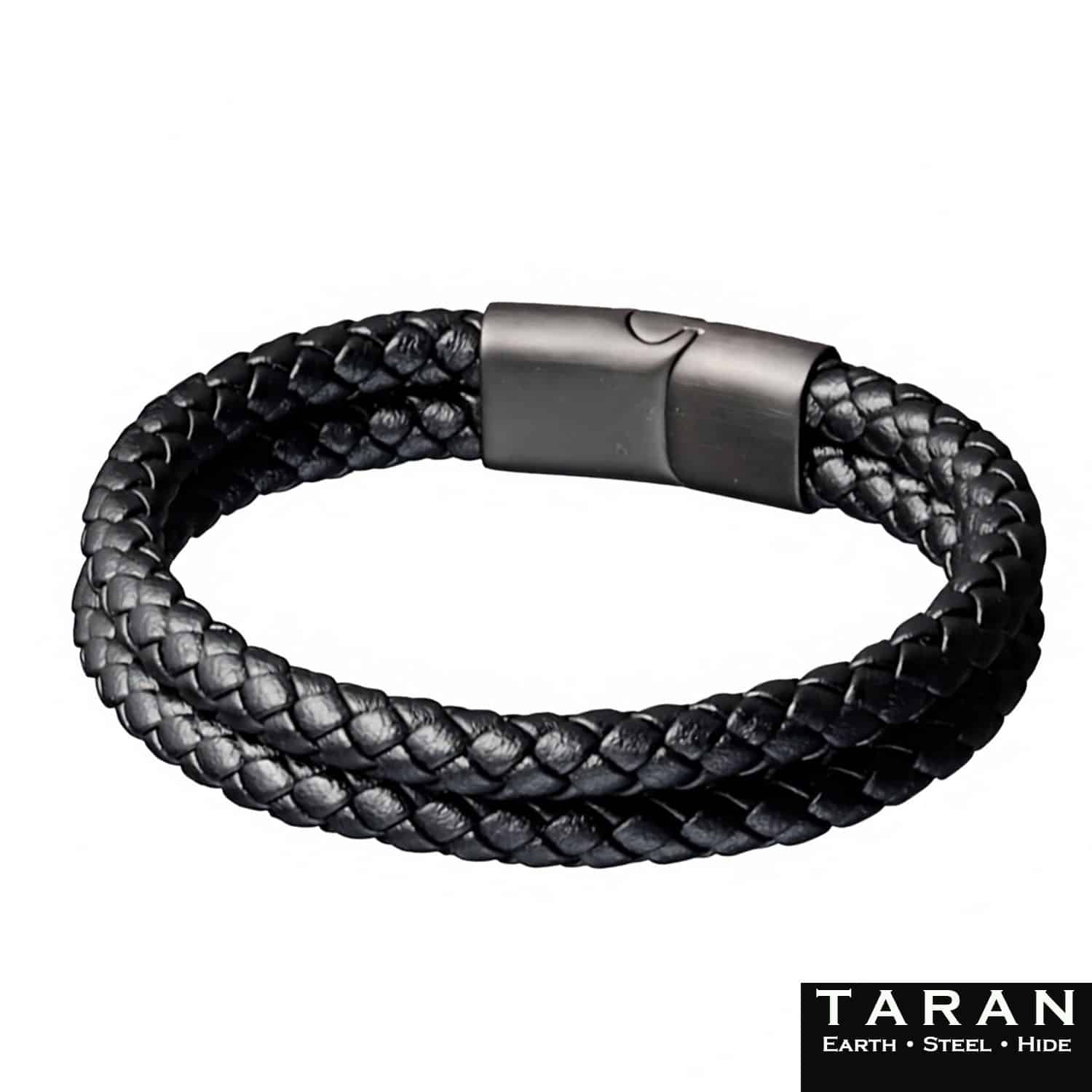 Men's Black Double Rope Leather Bracelet | Taran - Image 4