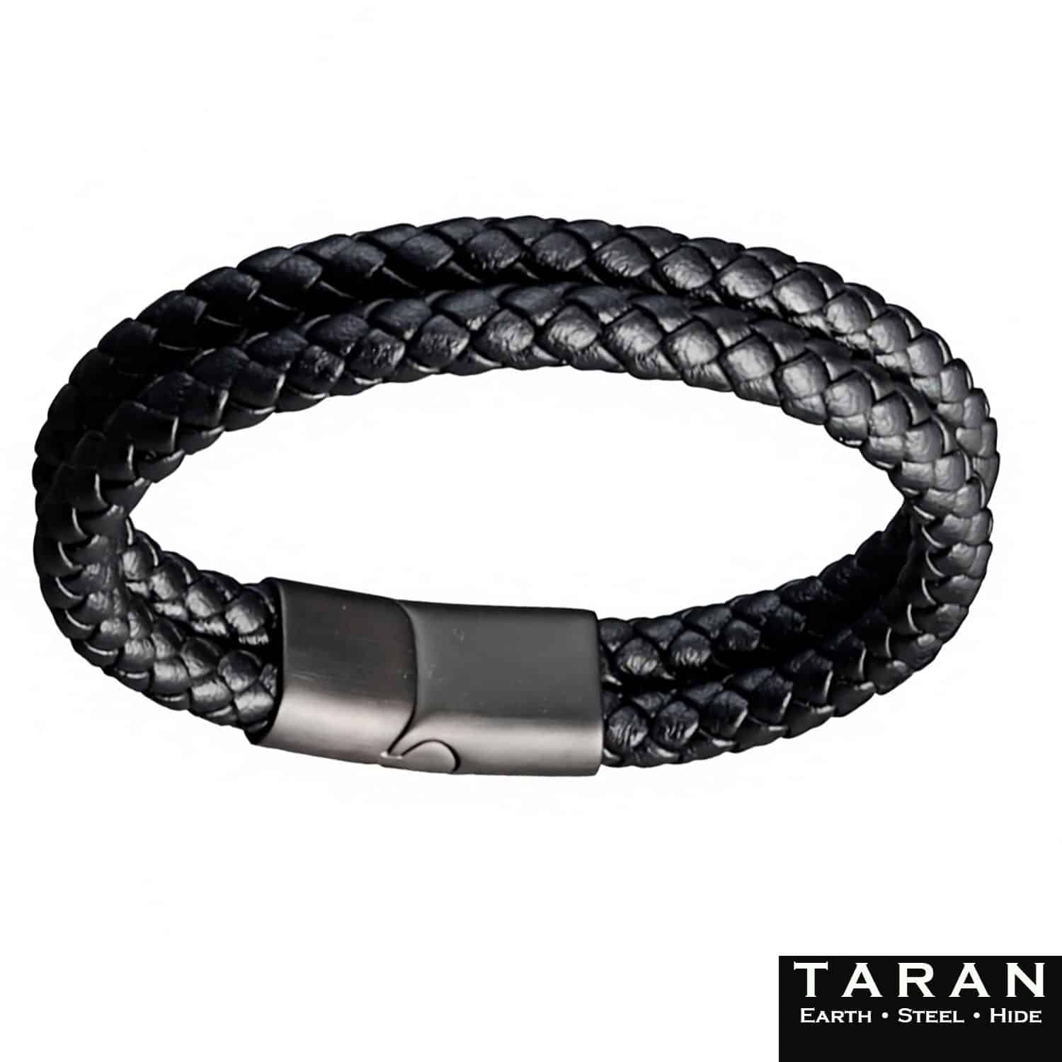 Men's Black Double Rope Leather Bracelet | Taran - Image 3
