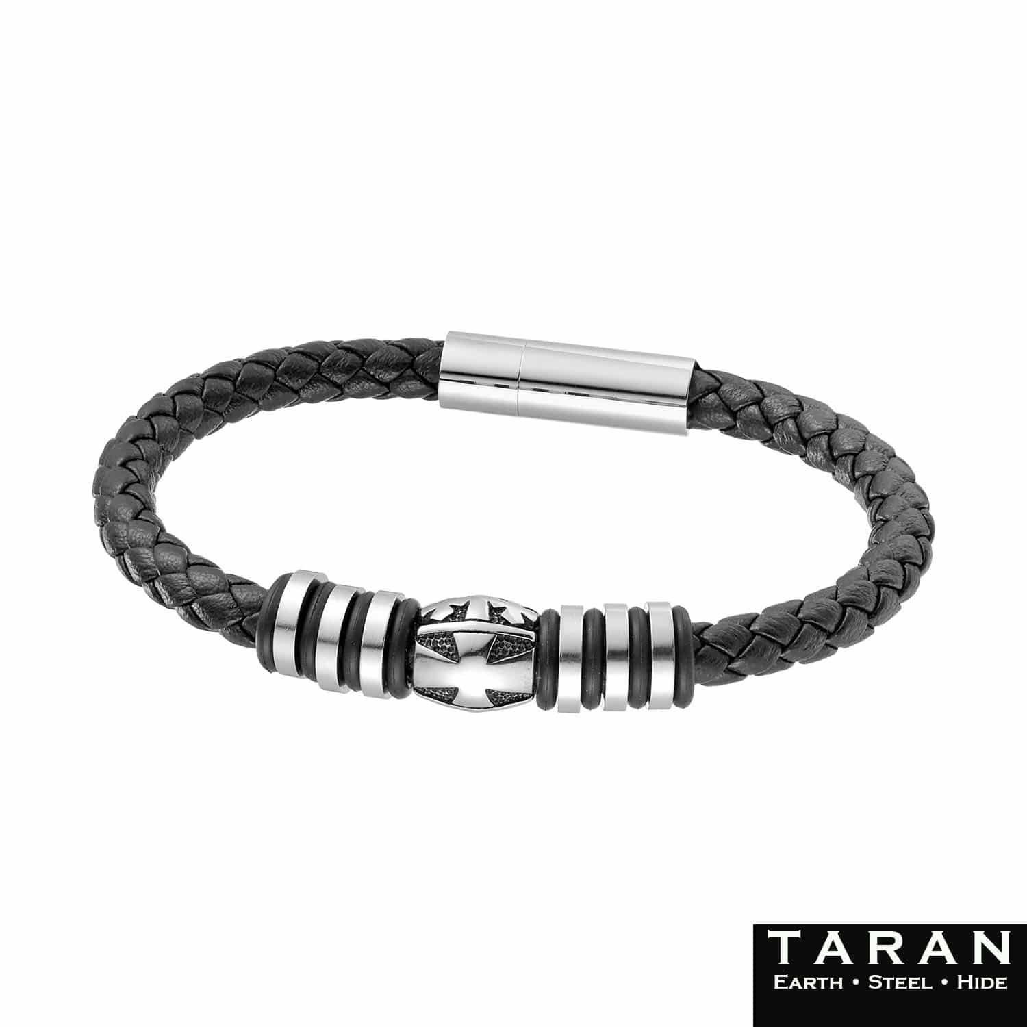 Men's Black Leather Bracelet | Star Bead Charm | Taran - Image 4