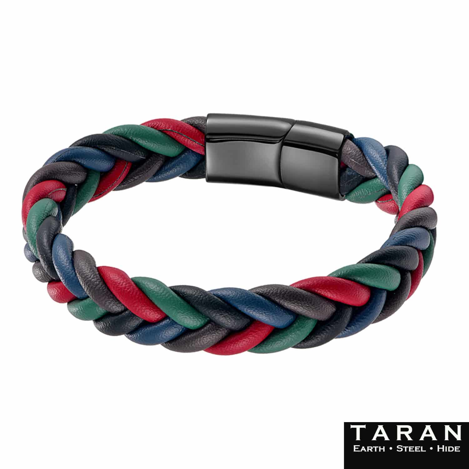 Men's Multicolour Braided Leather Bracelet | Taran - Image 4