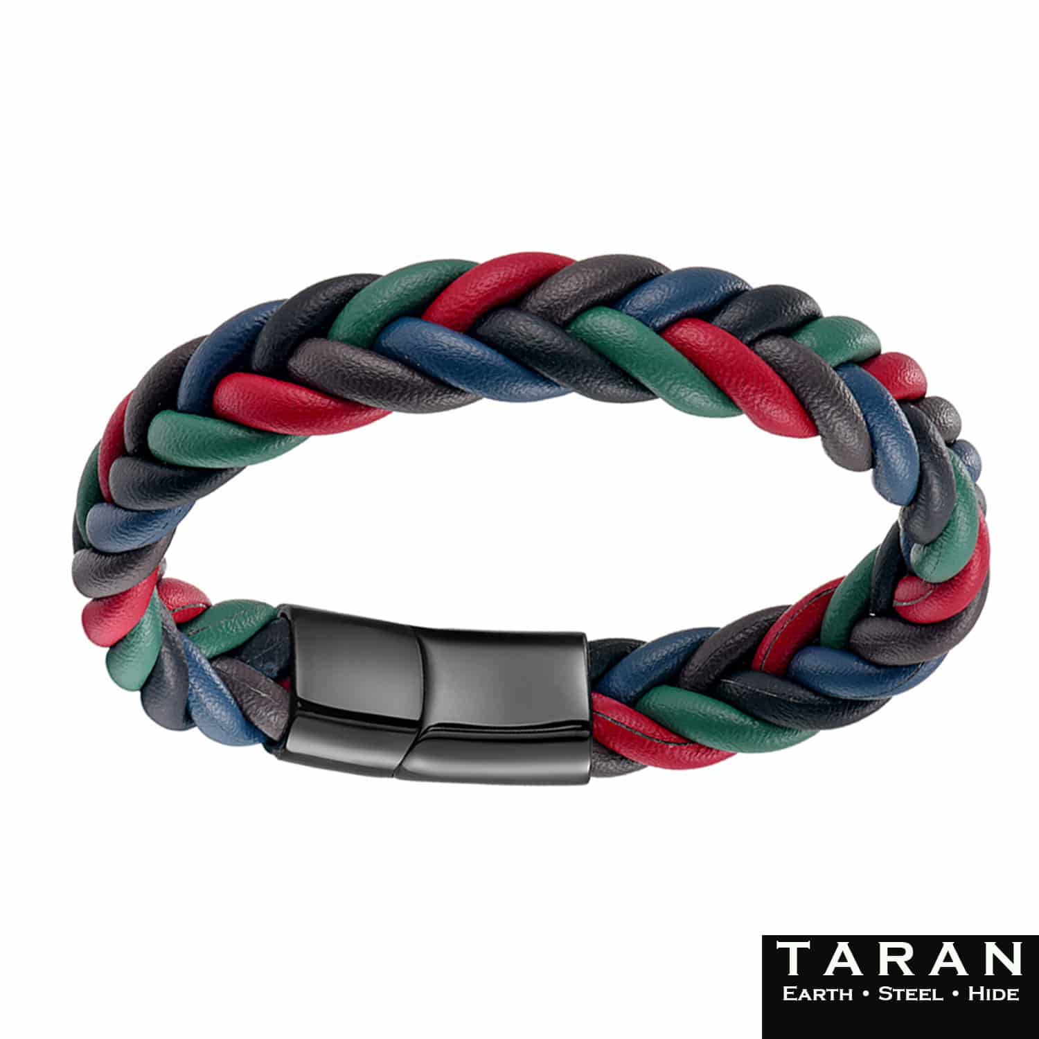 Men's Multicolour Braided Leather Bracelet | Taran - Image 3
