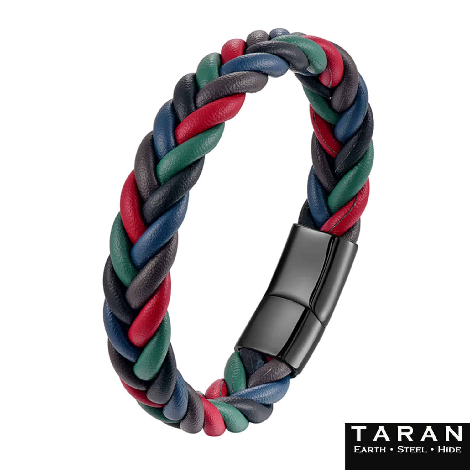 Men's Multicolour Braided Leather Bracelet | Taran - Image 2